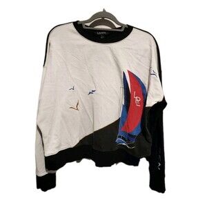 Lauren Ralph Lauren Women's Graphic Boat Logo 100% Cotton Sweatshirt Size Medium